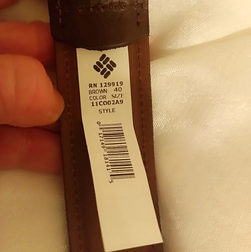 Columbia brown leather belt mens size 40